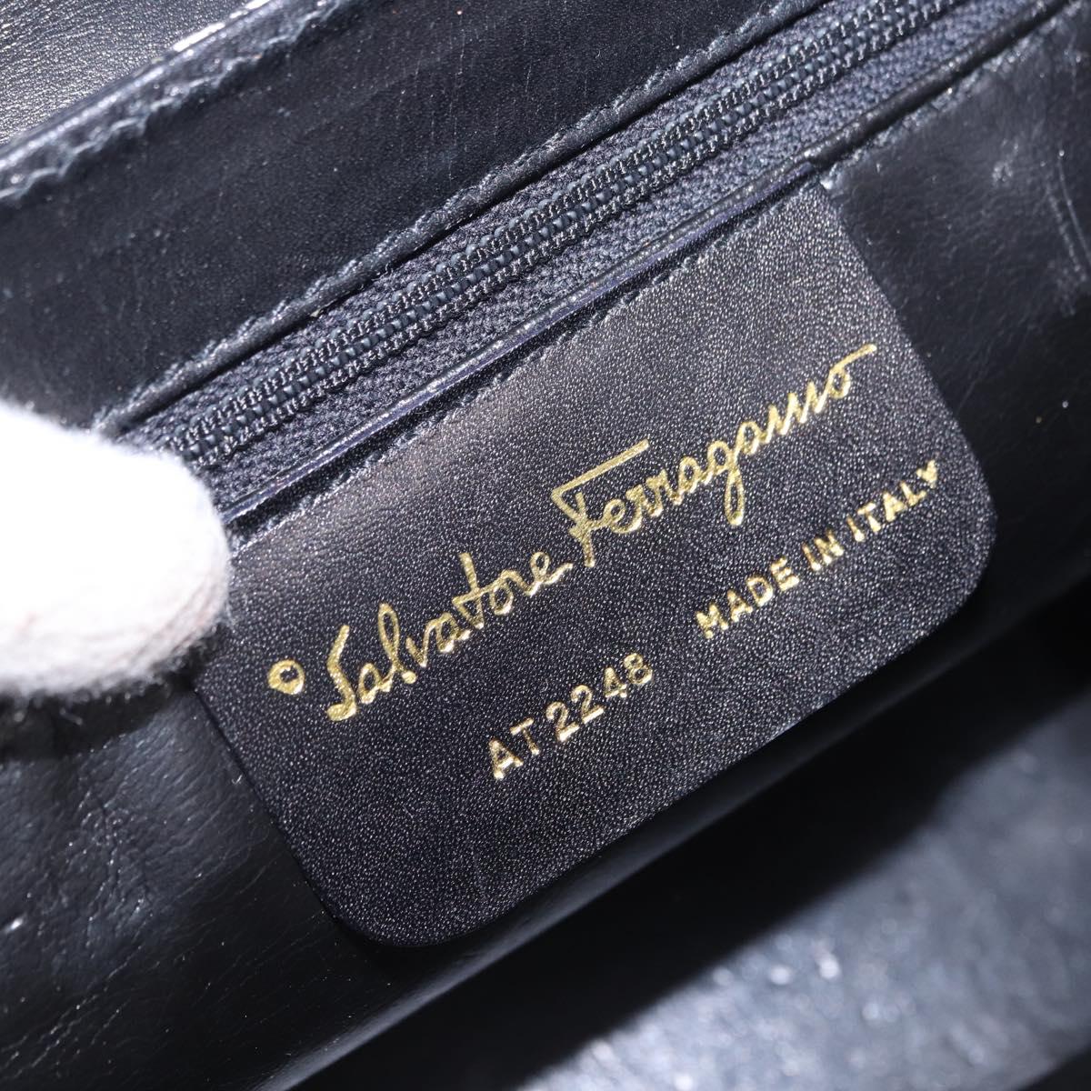Salvatore Ferragamo Shoulder Bag Canvas Black Gold Auth BA14201A