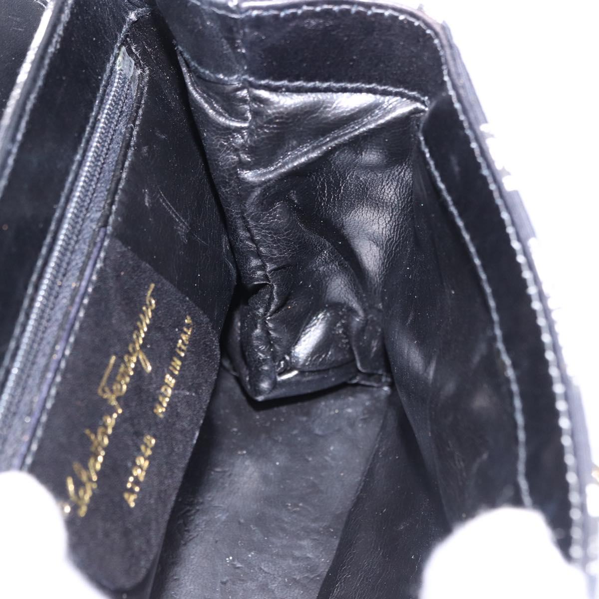 Salvatore Ferragamo Shoulder Bag Canvas Black Gold Auth BA14201A