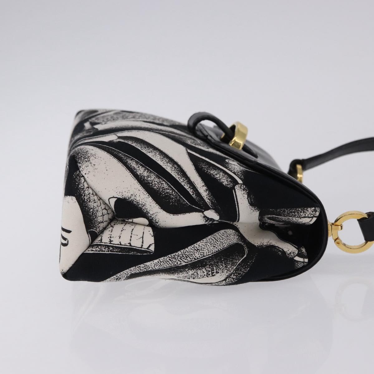 Salvatore Ferragamo Shoulder Bag Canvas Black Gold Auth BA14201A