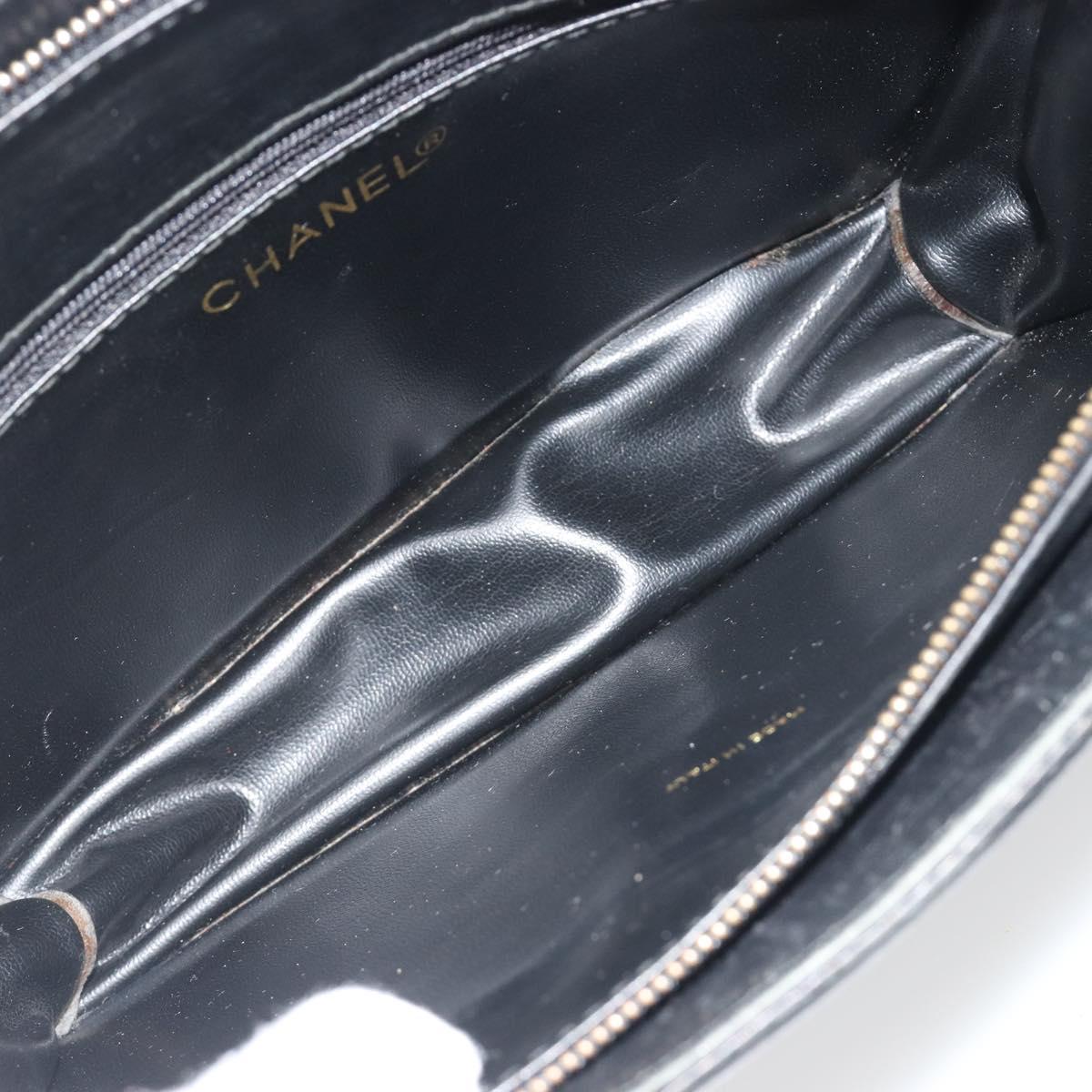 CHANEL Matelasse Chain Shoulder Bag Lamb Skin Black Gold CC Auth BA14203A