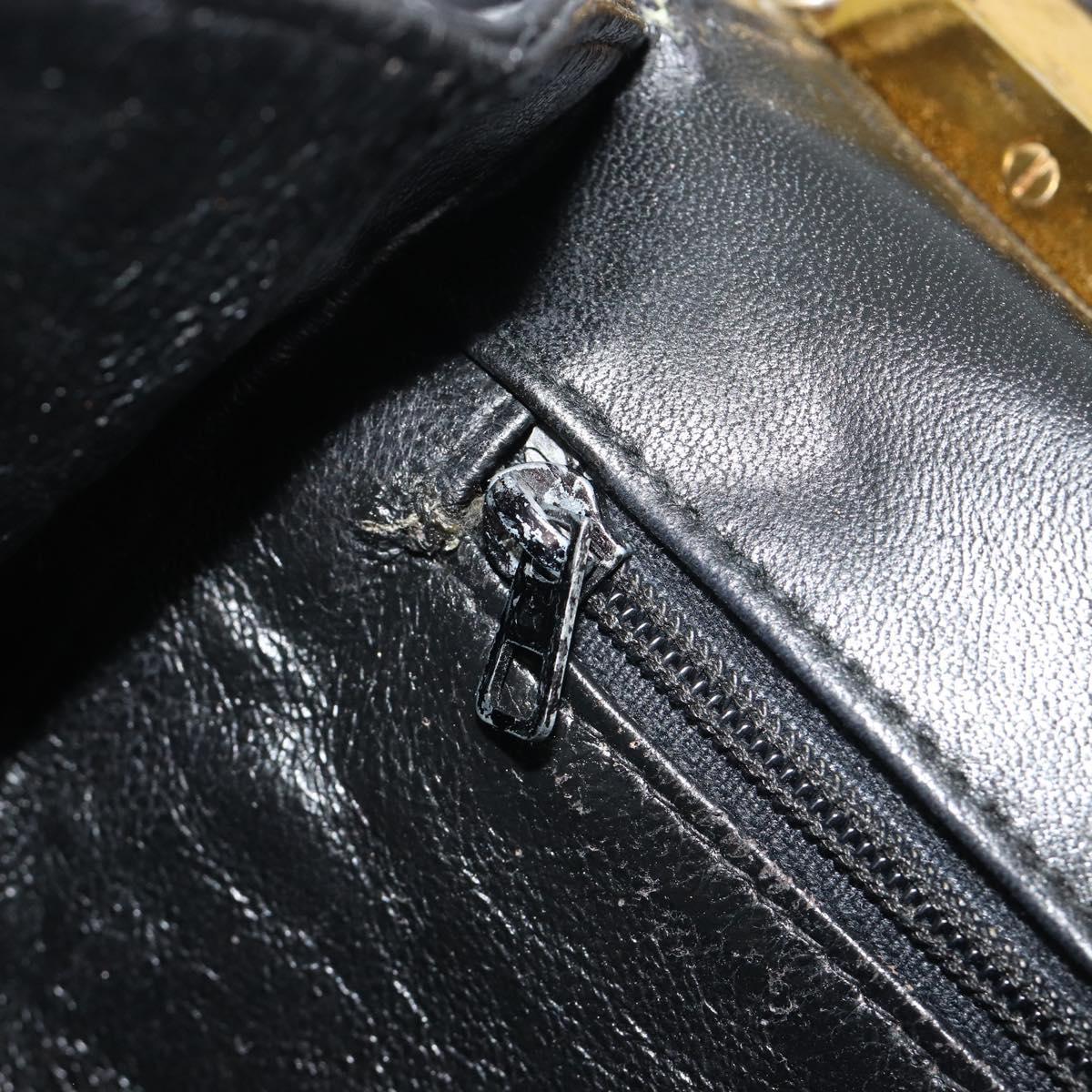 CHANEL Matelasse Chain Shoulder Bag Lamb Skin Black Gold CC Auth BA14204