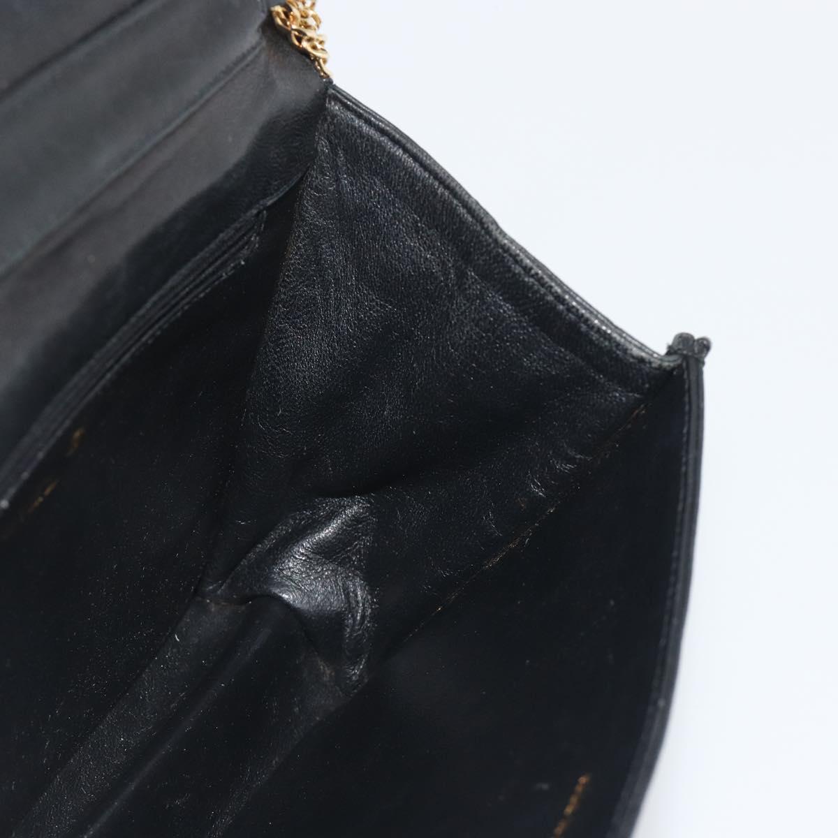 CHANEL Matelasse Chain Shoulder Bag Lamb Skin Black Gold CC Auth BA14205A