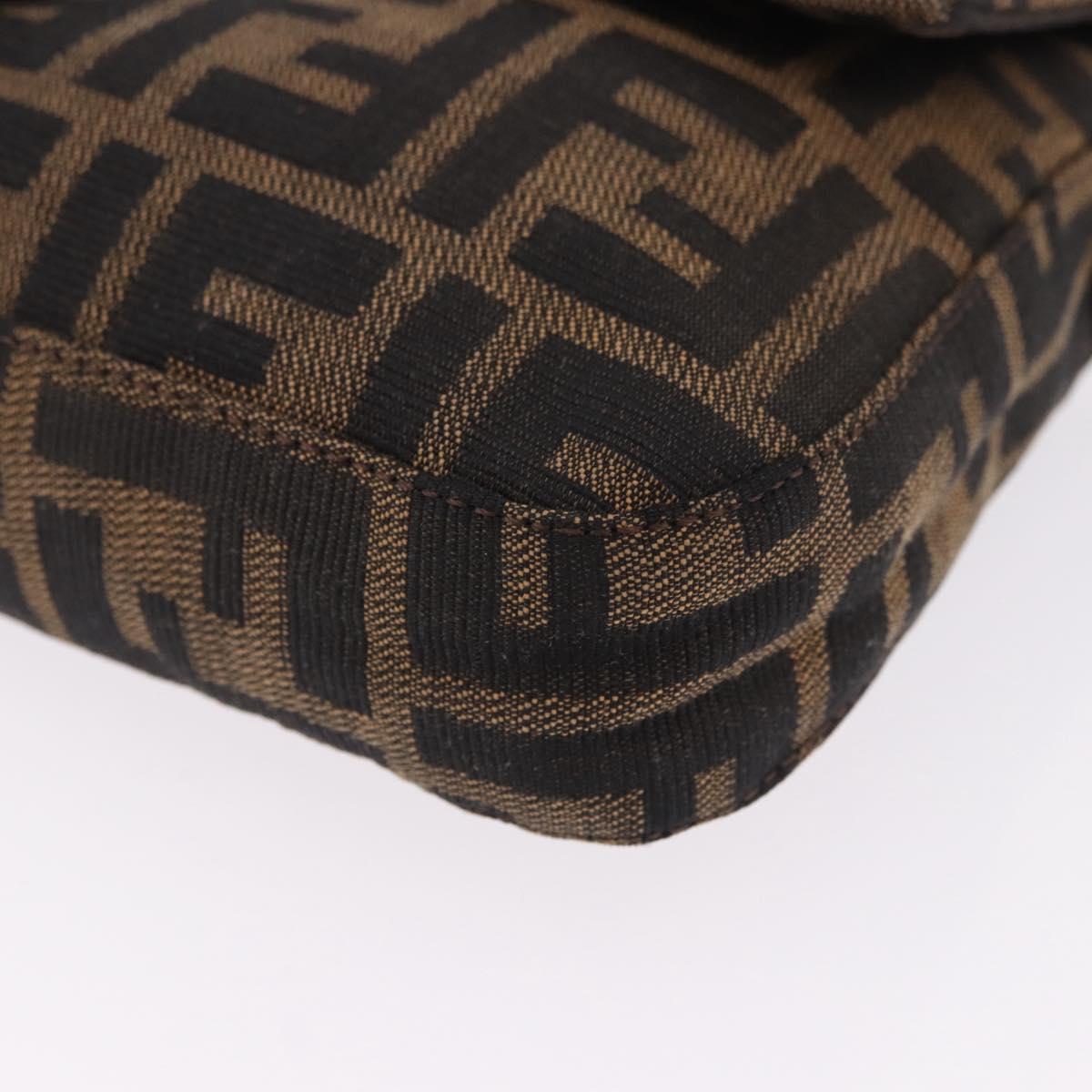 FENDI Zucca Canvas Mamma Baguette Shoulder Bag Brown Silver Auth BA14206SAV