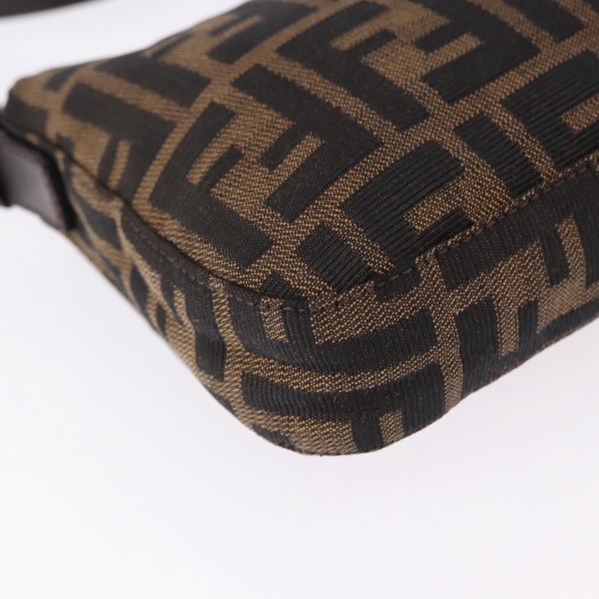 FENDI Zucca Canvas Mamma Baguette Shoulder Bag Brown Silver Auth BA14206SAV