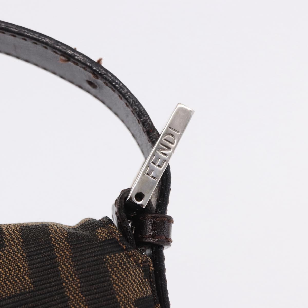 FENDI Zucca Canvas Mamma Baguette Shoulder Bag Brown Silver Auth BA14206SAV