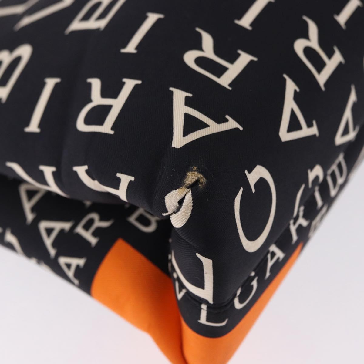 BVLGARI Logo Mania Tote Bag Nylon Black Orange Auth BA14208