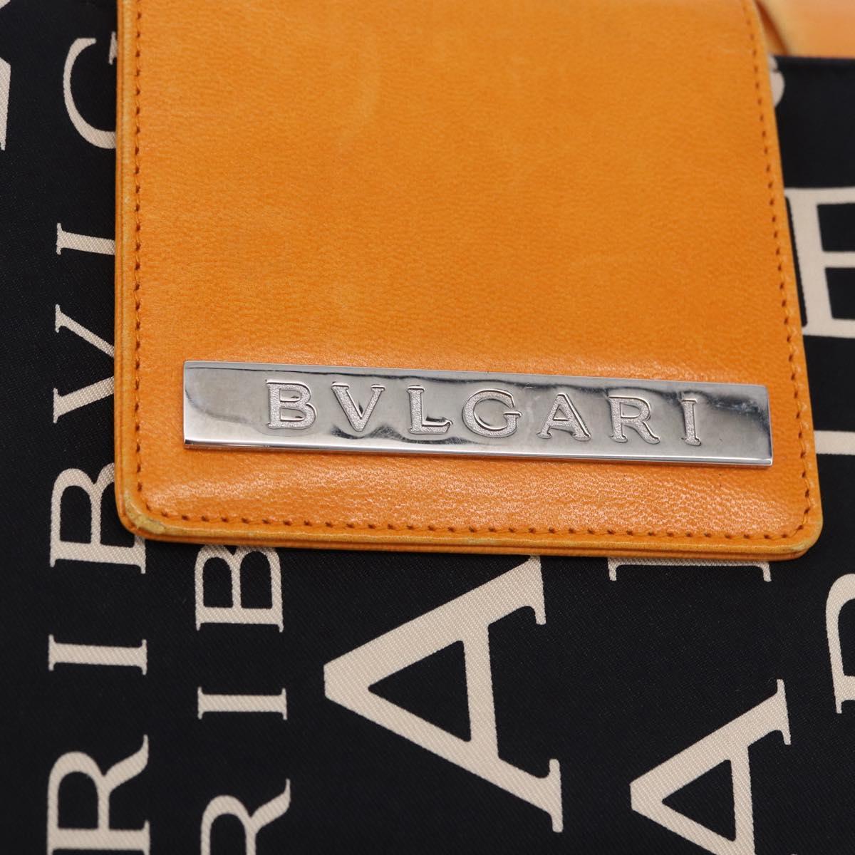 BVLGARI Logo Mania Tote Bag Nylon Black Orange Auth BA14208