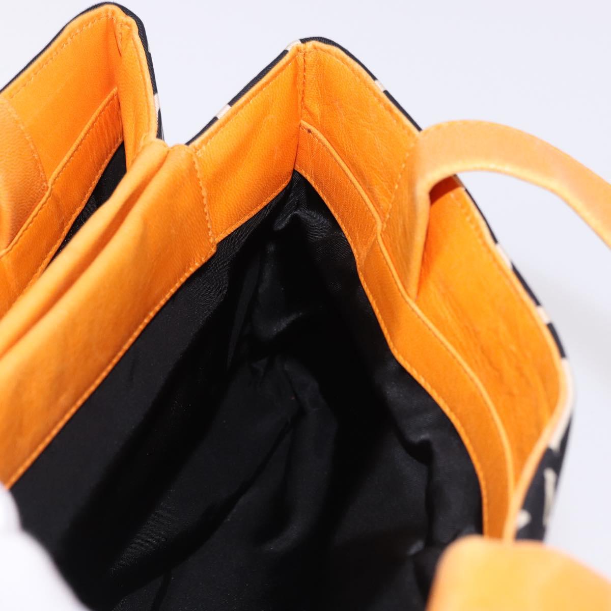 BVLGARI Logo Mania Tote Bag Nylon Black Orange Auth BA14208