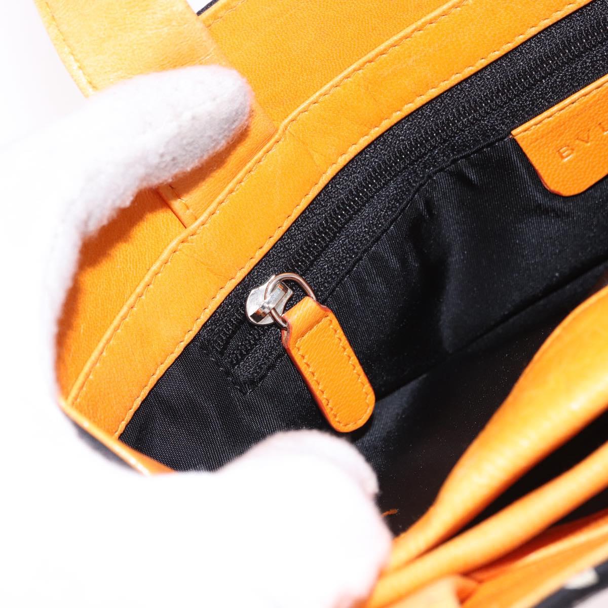BVLGARI Logo Mania Tote Bag Nylon Black Orange Auth BA14208