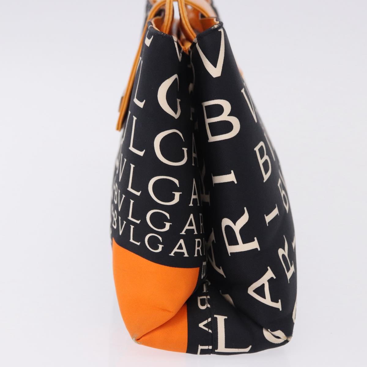 BVLGARI Logo Mania Tote Bag Nylon Black Orange Auth BA14208