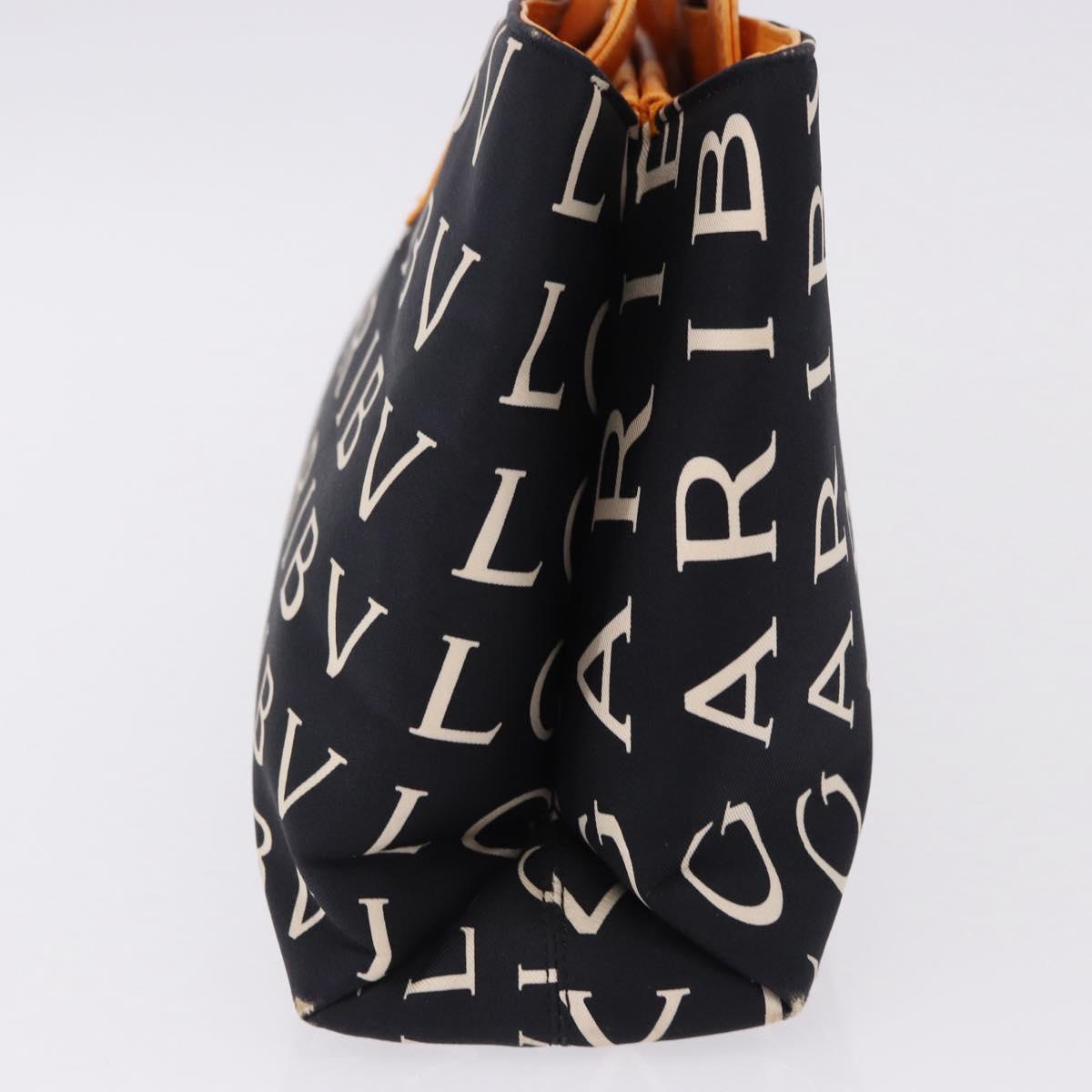 BVLGARI Logo Mania Tote Bag Nylon Black Orange Auth BA14208