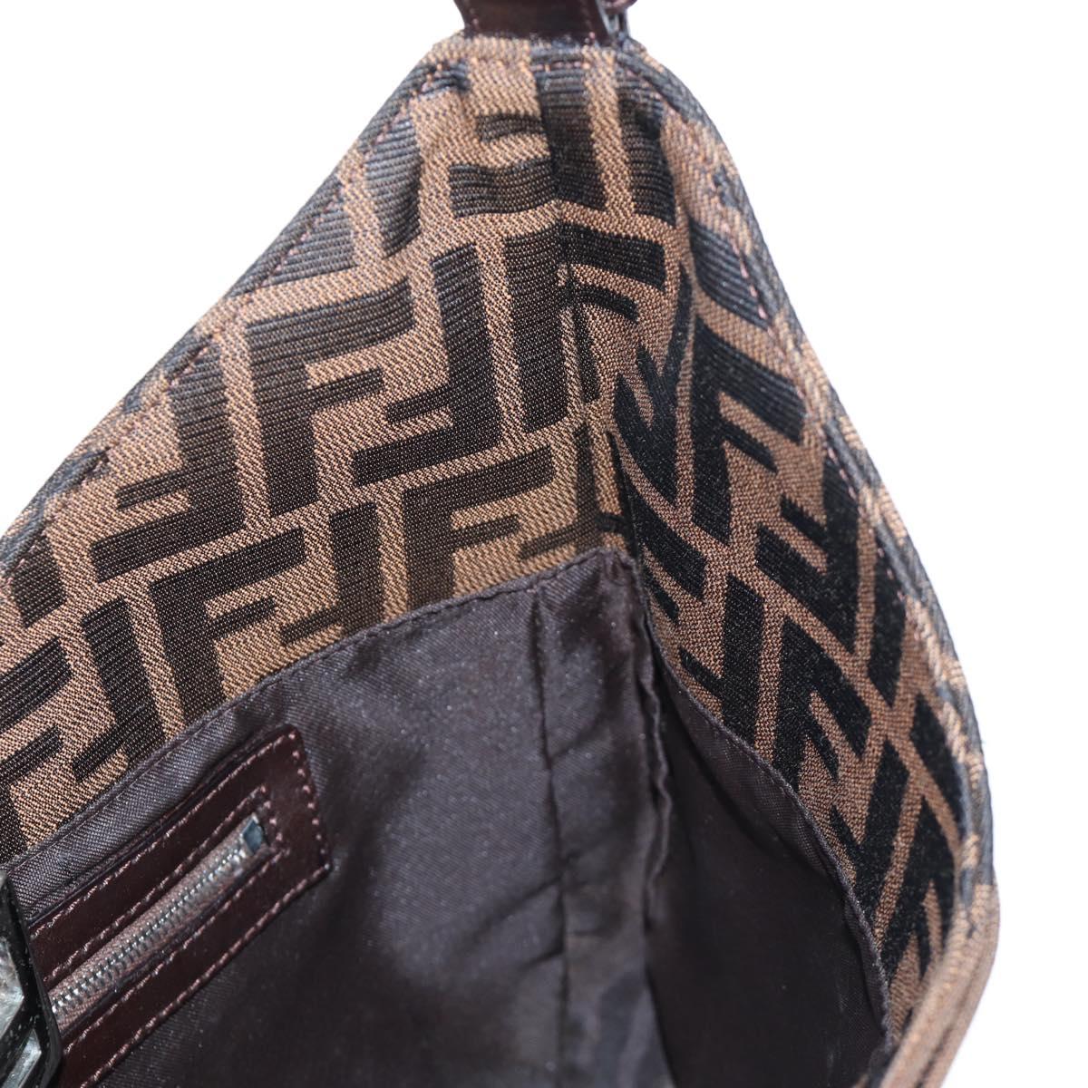 FENDI Zucca Canvas Mamma Baguette Shoulder Bag Brown Black Auth BA14215V
