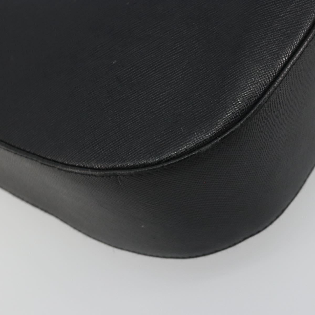 Salvatore Ferragamo Gancini Shoulder Bag Leather Black Silver Auth BA14216