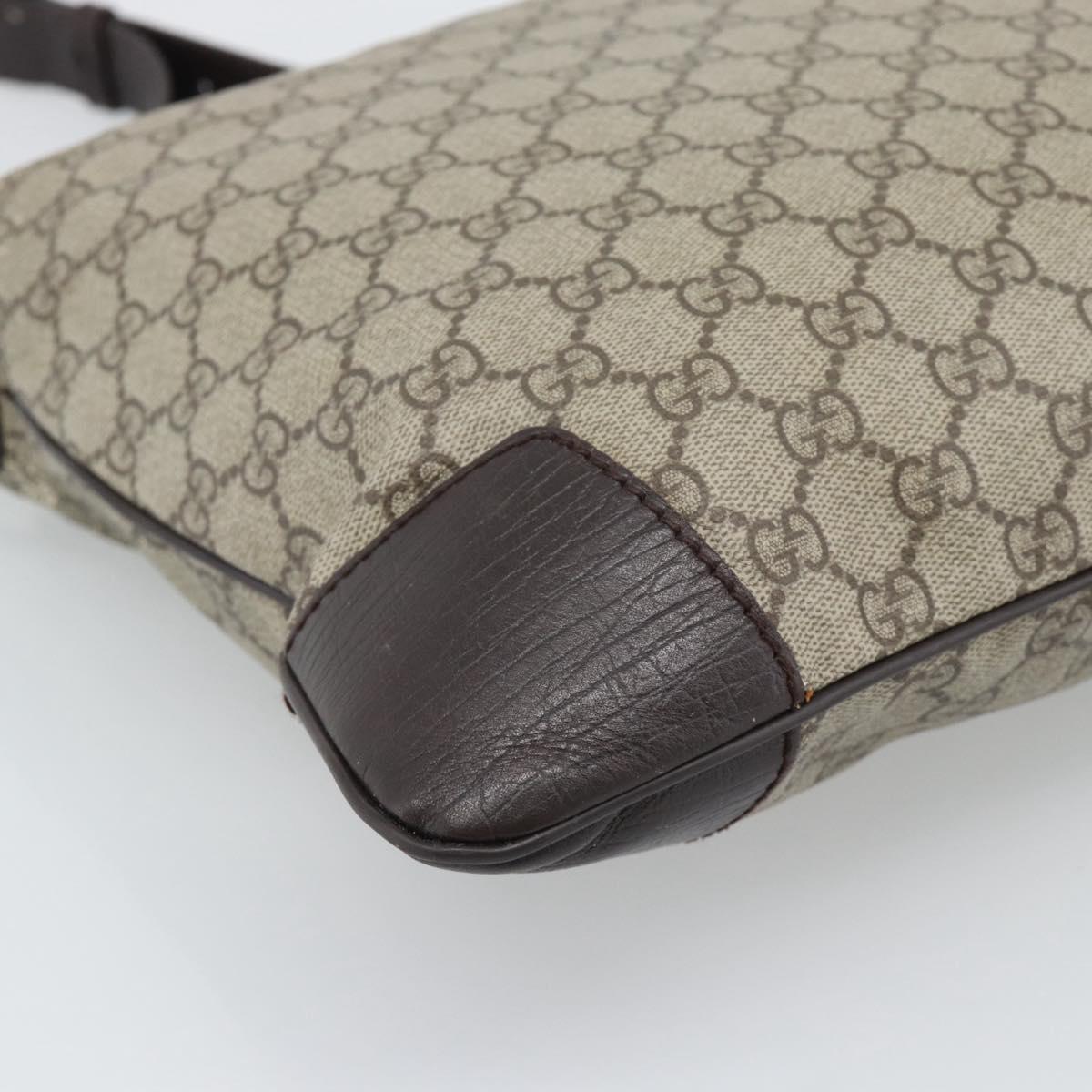 GUCCI GG Supreme Shoulder Bag PVC Beige Silver 148476 Auth BA14217