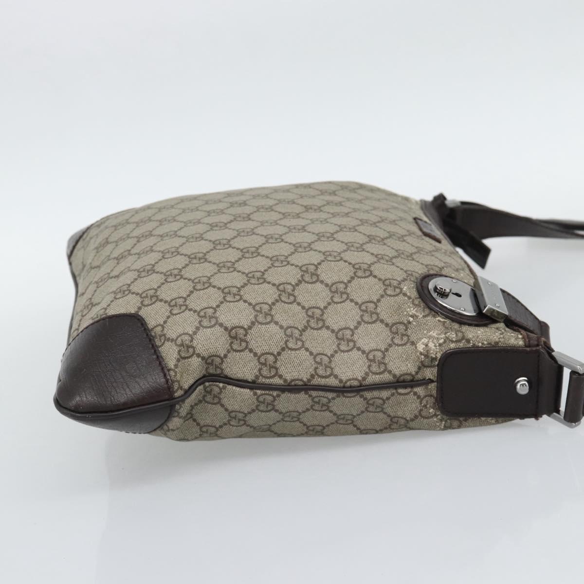 GUCCI GG Supreme Shoulder Bag PVC Beige Silver 148476 Auth BA14217