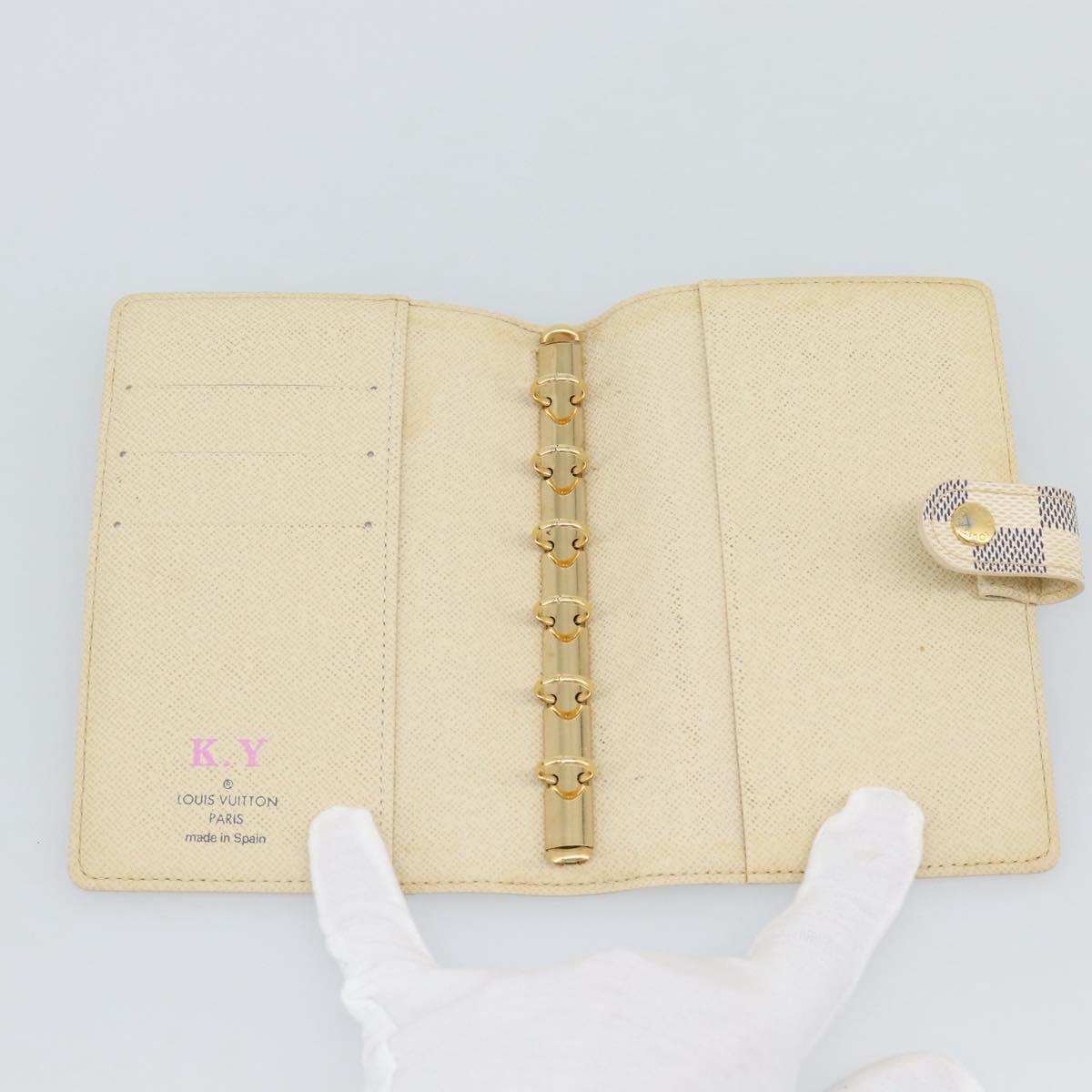LOUIS VUITTON Damier Azur Agenda PM Day Planner Cover R20706 LV Auth BA14223