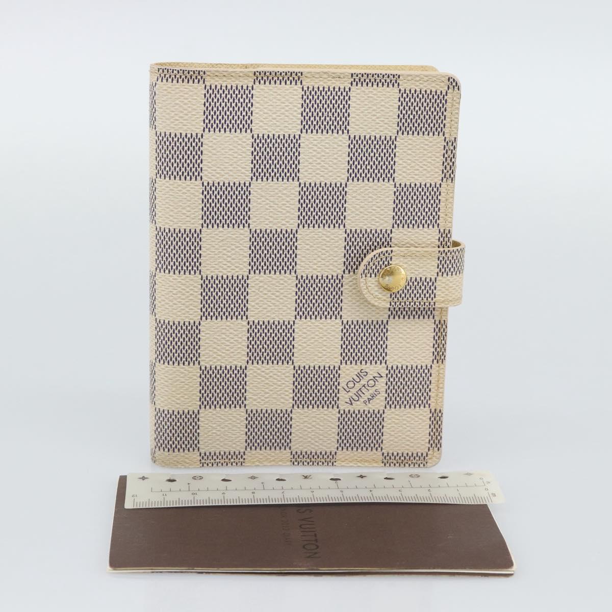 LOUIS VUITTON Damier Azur Agenda PM Day Planner Cover R20706 LV Auth BA14223