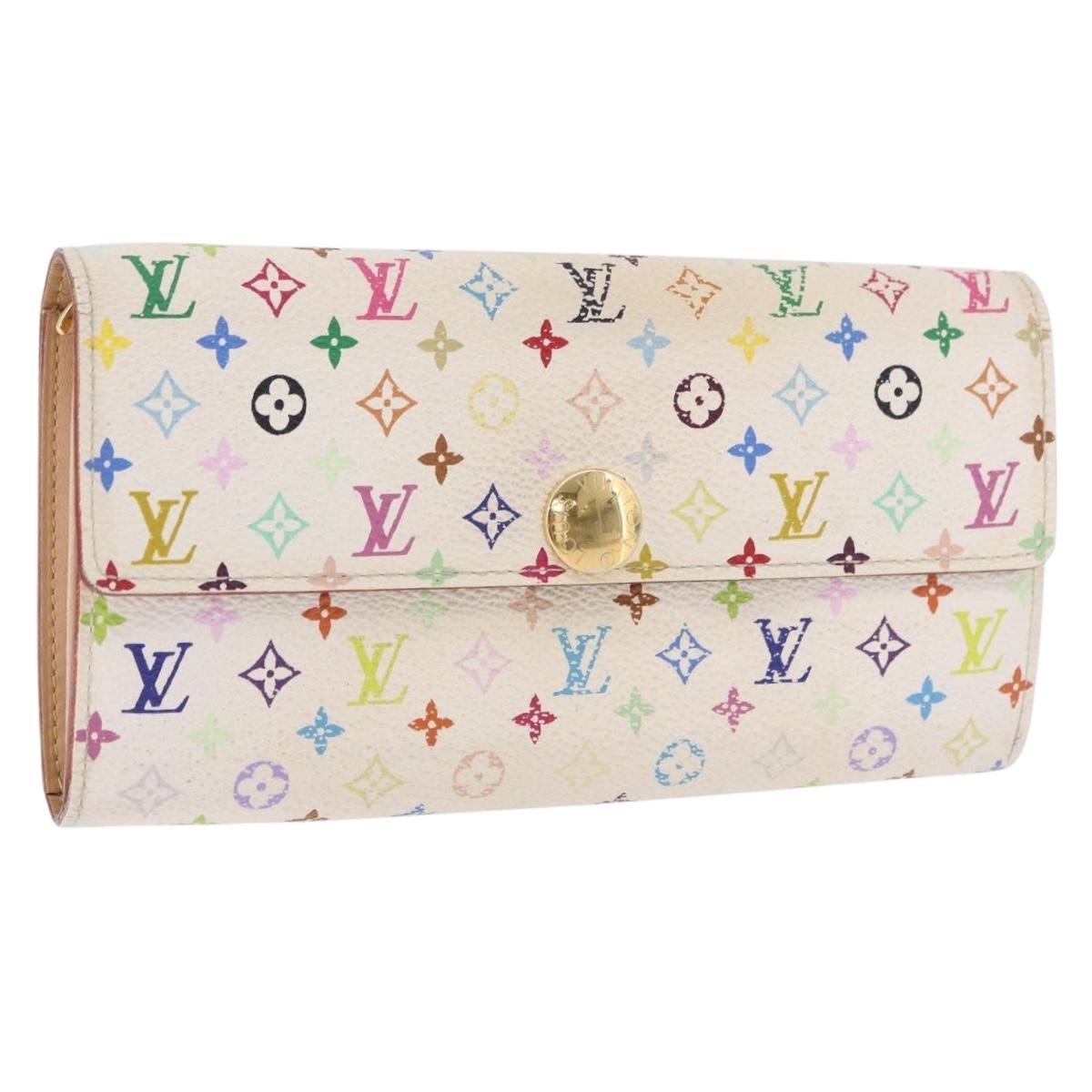 LOUIS VUITTON Monogram Multicolor Portefeiulle Sarah White M93532 Auth BA14225