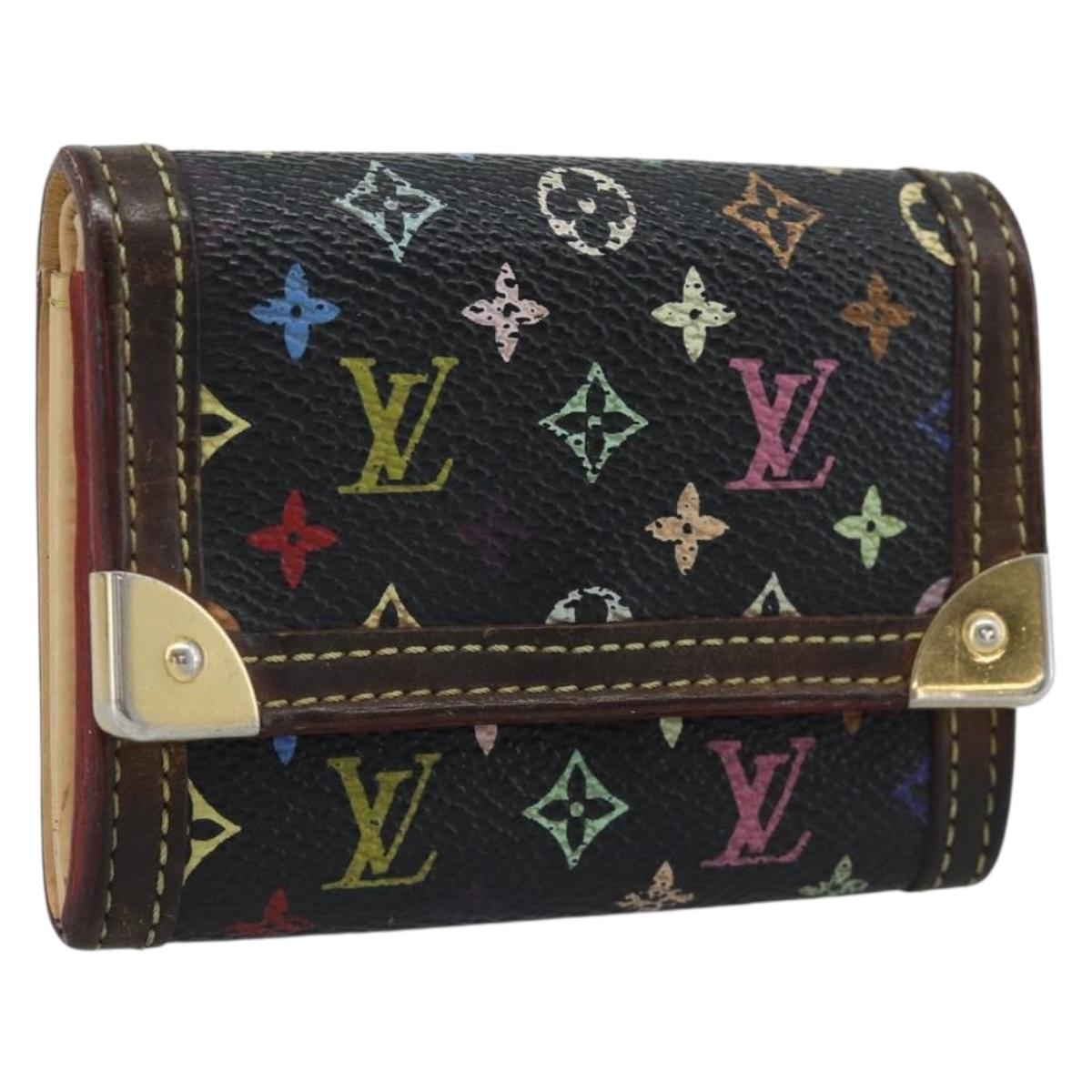 LOUIS VUITTON Monogram Multicolor Porte Monnaie Pla Black M92656 LV Auth BA14228