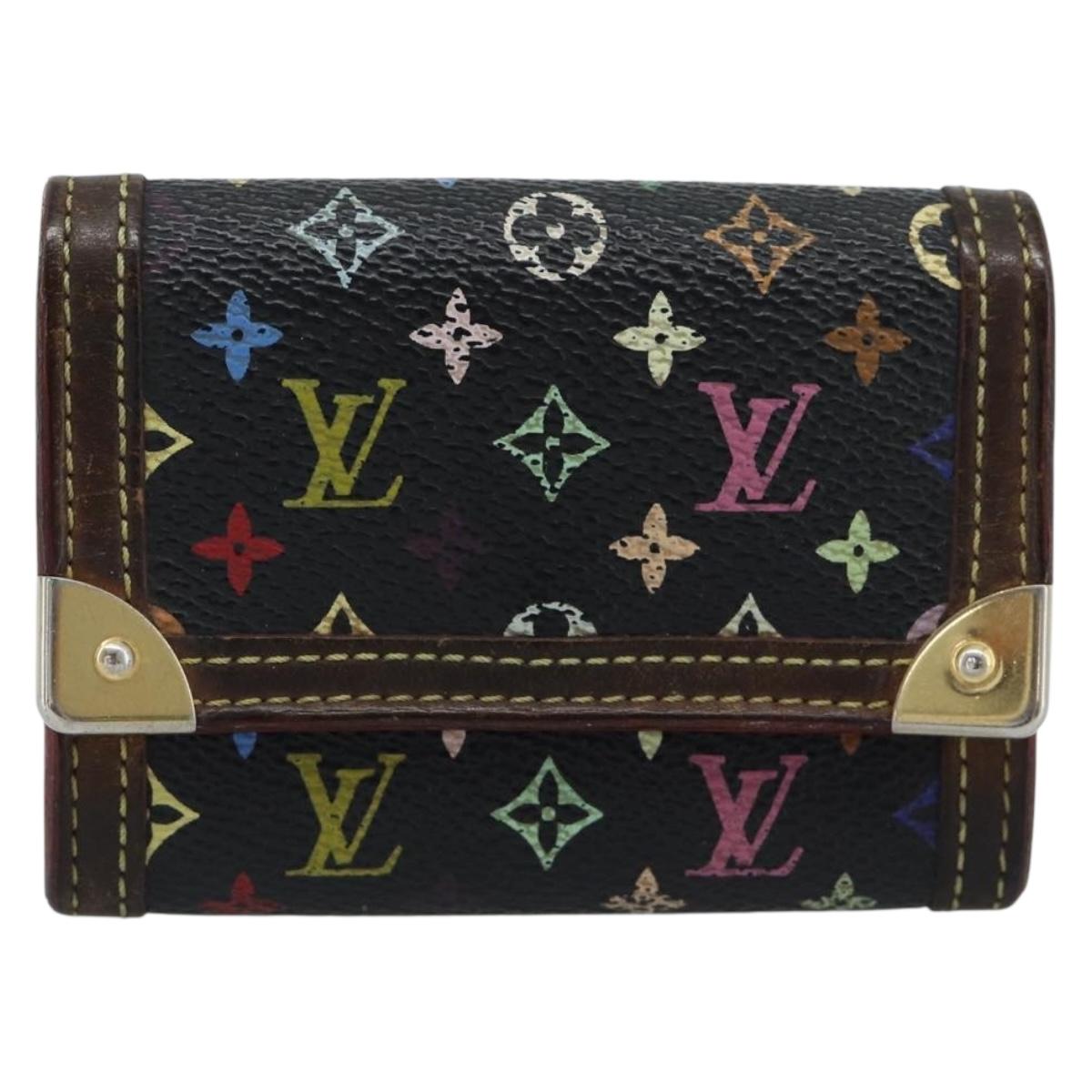 LOUIS VUITTON Monogram Multicolor Porte Monnaie Pla Black M92656 LV Auth BA14228