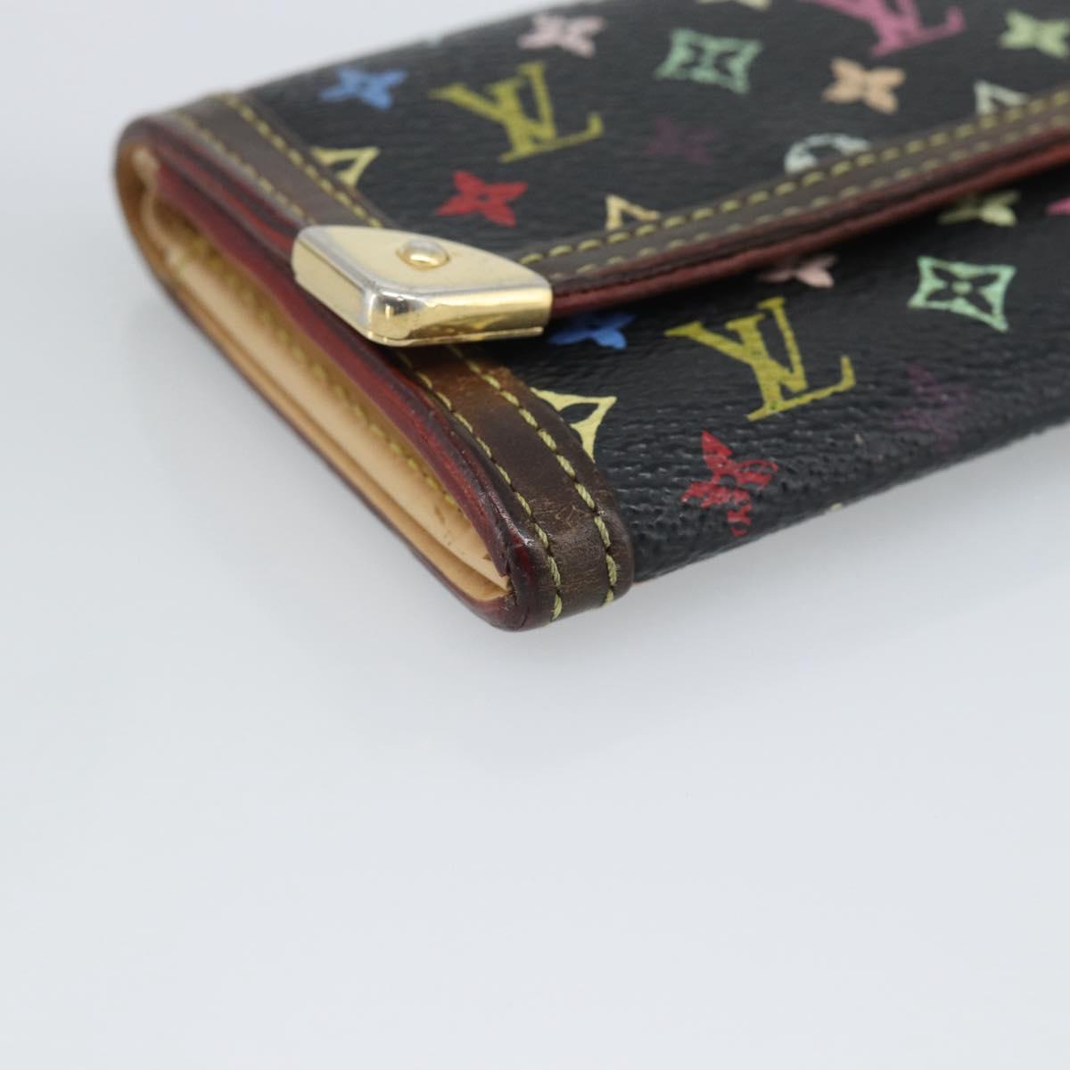 LOUIS VUITTON Monogram Multicolor Porte Monnaie Pla Black M92656 LV Auth BA14228