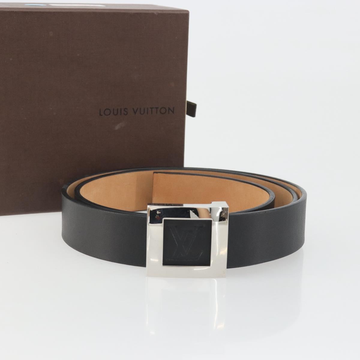 LOUIS VUITTON Ceinture LV Stamp Belt Leather Black M6896 LV Auth BA14230A