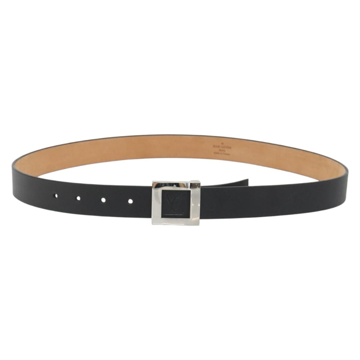 LOUIS VUITTON Ceinture LV Stamp Belt Leather Black M6896 LV Auth BA14230A