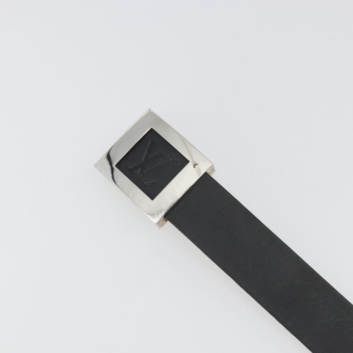 LOUIS VUITTON Ceinture LV Stamp Belt Leather Black M6896 LV Auth BA14230A