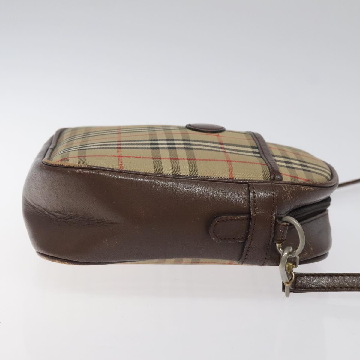 Burberrys Nova Check Shoulder Bag Canvas Beige Gold Auth BA1424