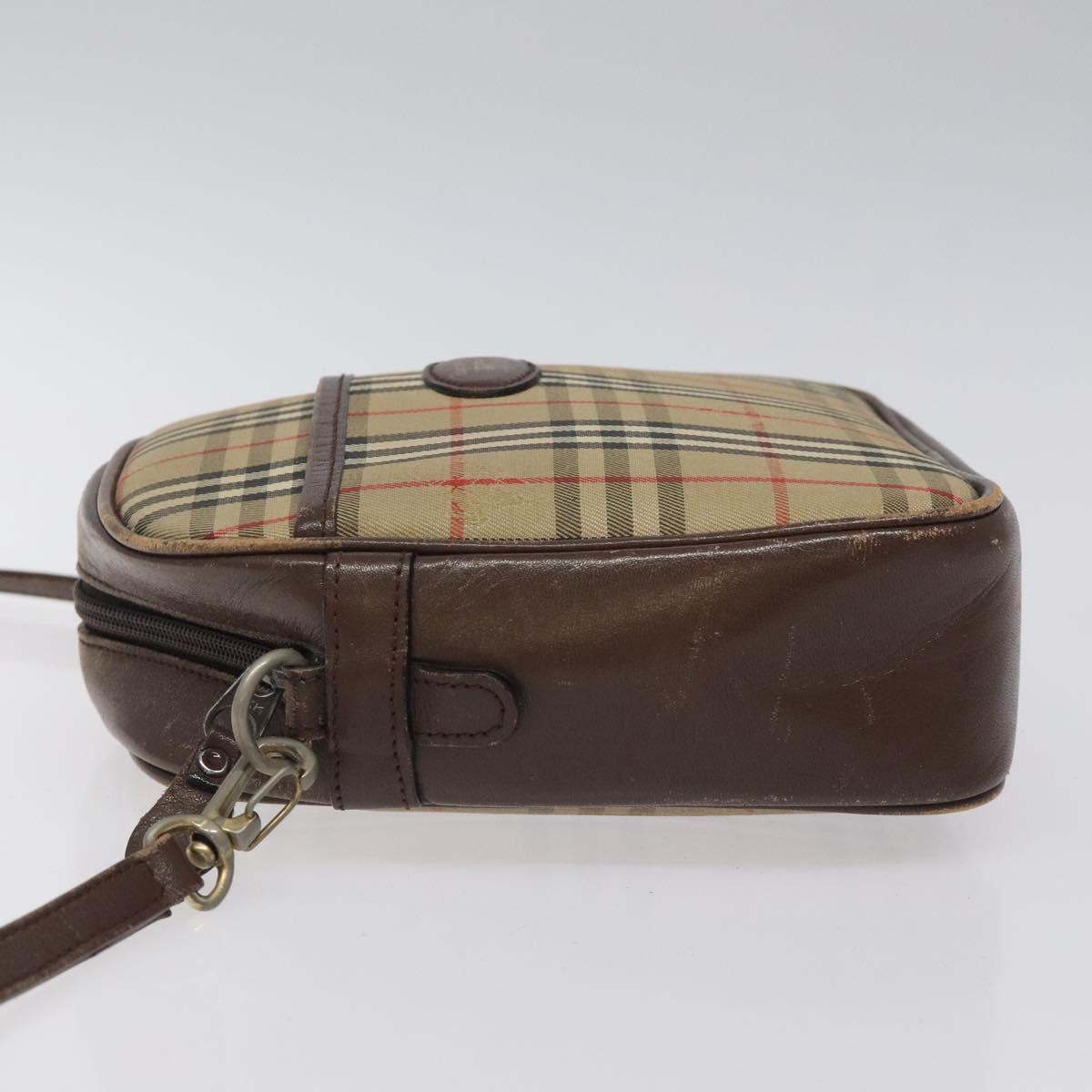 Burberrys Nova Check Shoulder Bag Canvas Beige Gold Auth BA1424
