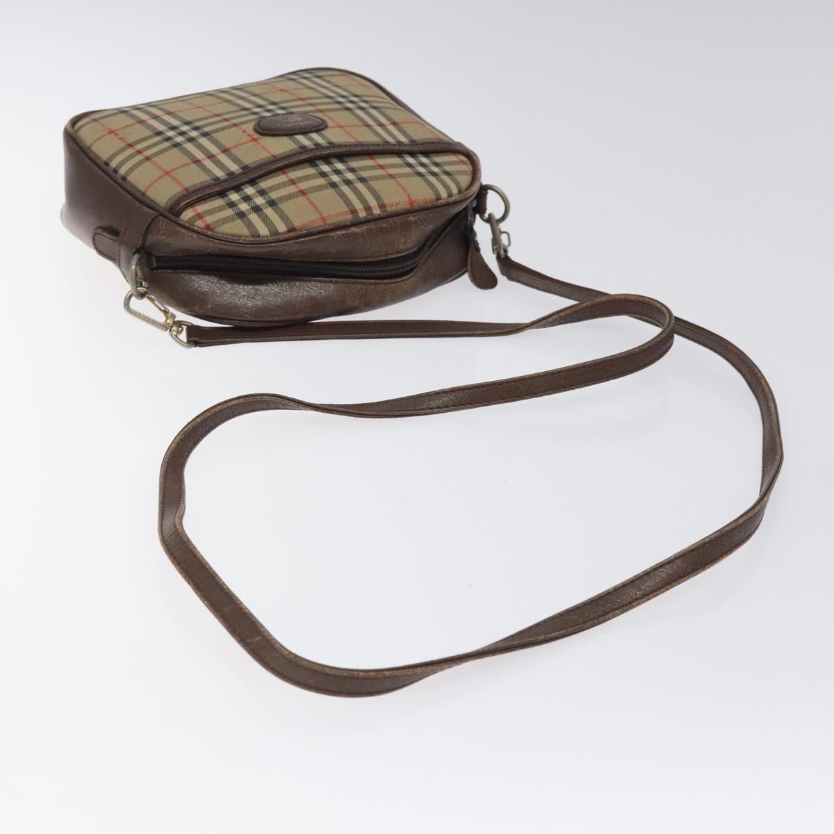 Burberrys Nova Check Shoulder Bag Canvas Beige Gold Auth BA1424