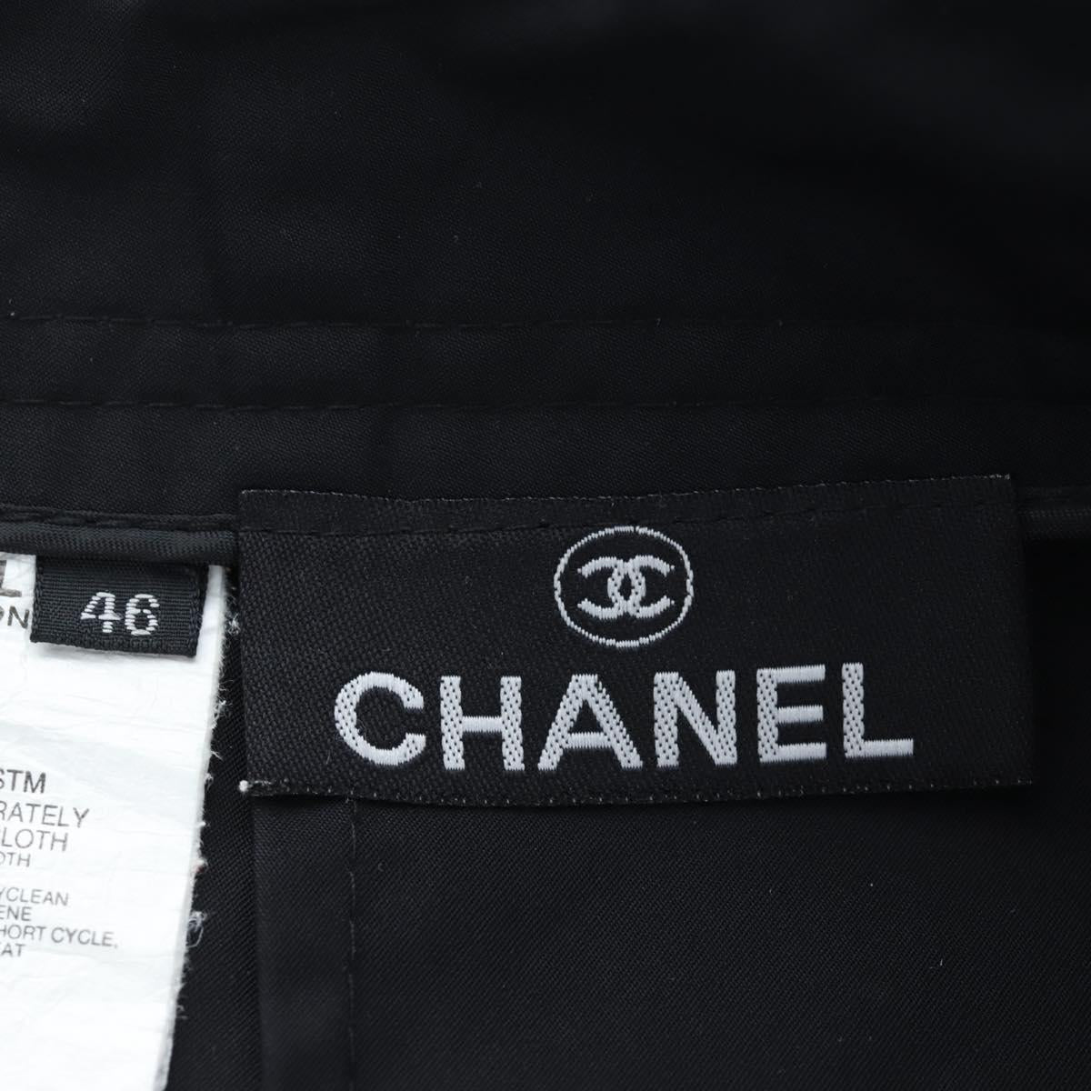 CHANEL Pants Rayon Black CC Auth BA14244V