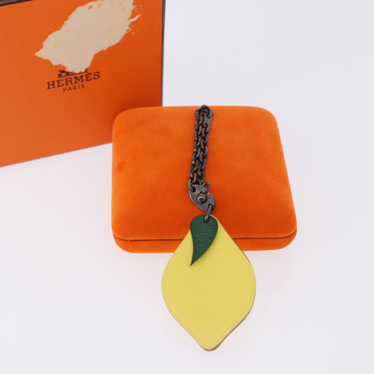 HERMES Lemon Charm Leather Yellow Auth BA14245M