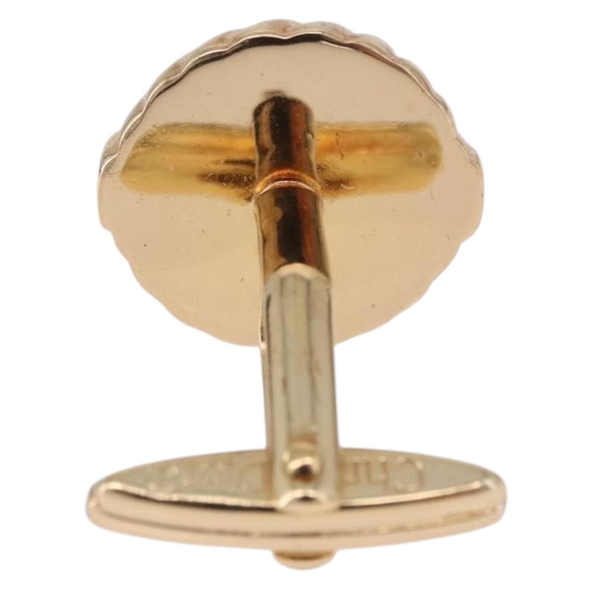 Christian Dior Cuffs & Lapel Pin Set Metal Gold Tone Auth BA14246
