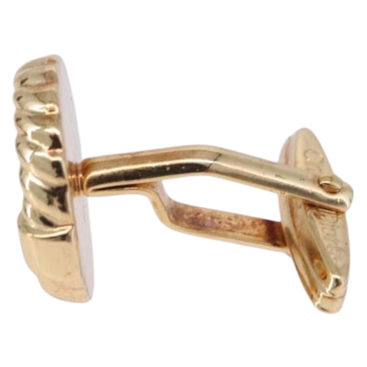 Christian Dior Cuffs & Lapel Pin Set Metal Gold Tone Auth BA14246