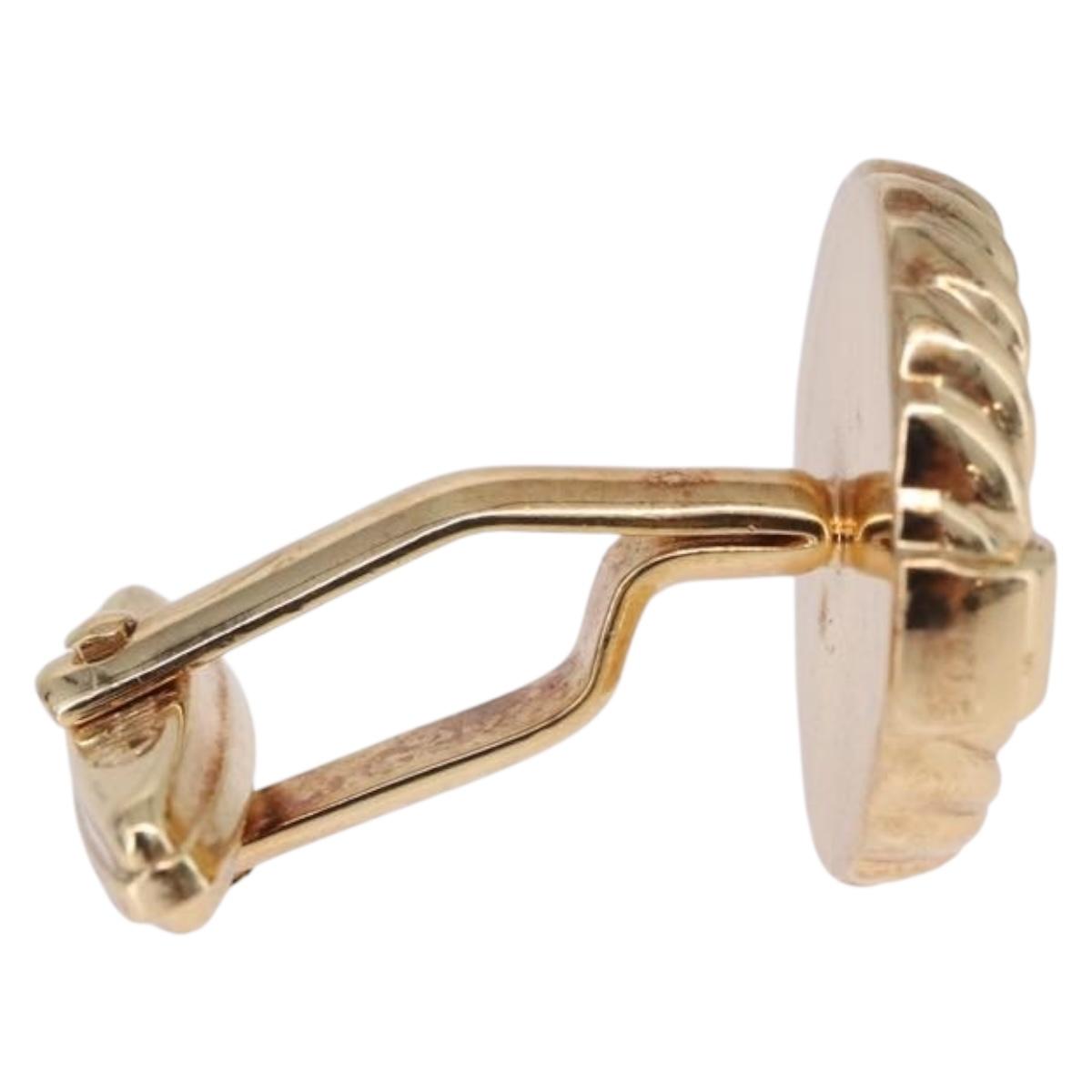 Christian Dior Cuffs & Lapel Pin Set Metal Gold Tone Auth BA14246