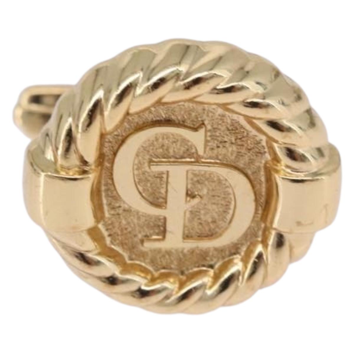 Christian Dior Cuffs & Lapel Pin Set Metal Gold Tone Auth BA14246