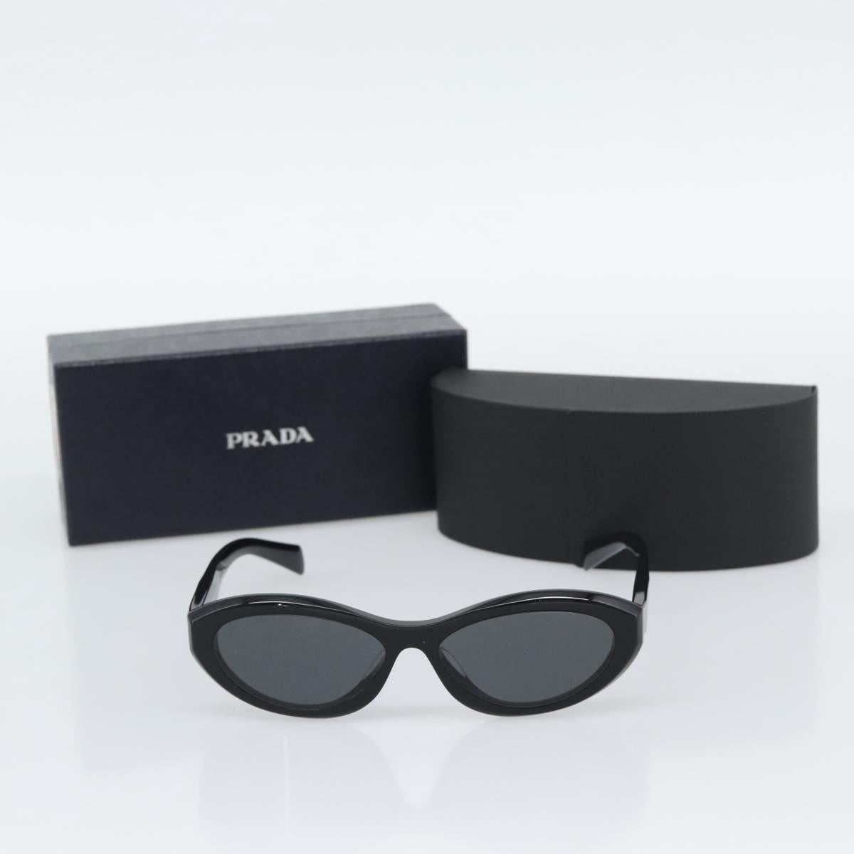 PRADA Sunglasses Plastic Black Silver Auth BA14250V