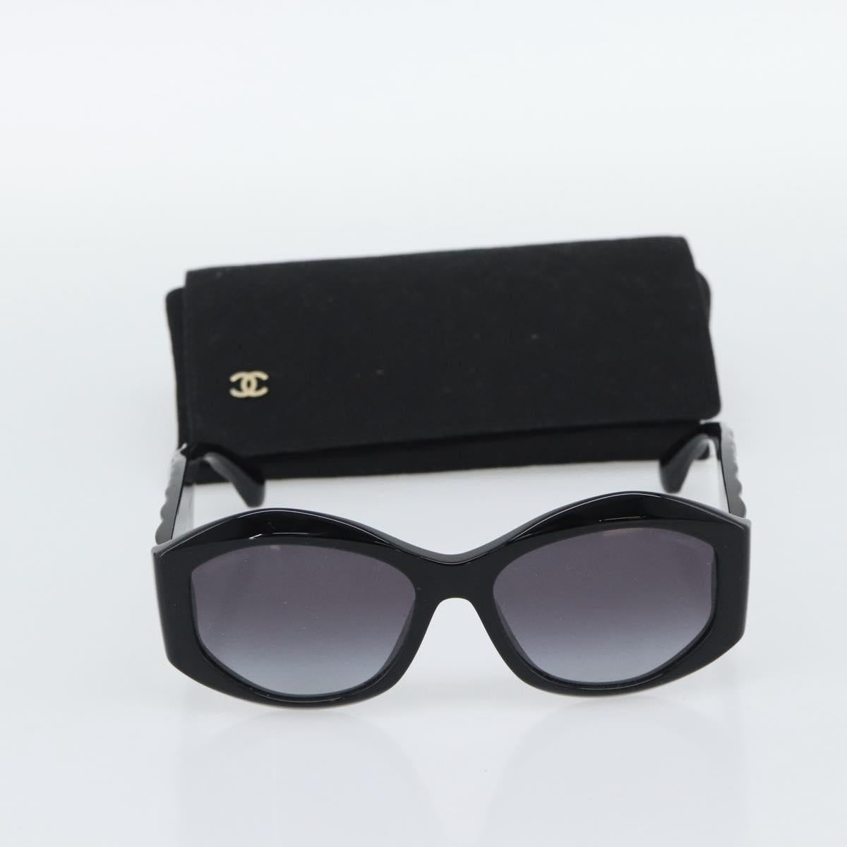 CHANEL Sunglasses Plastic Black CC Auth BA14257M