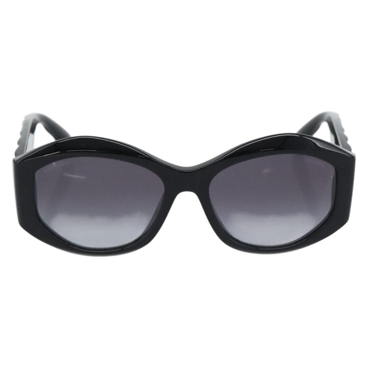 CHANEL Sunglasses Plastic Black CC Auth BA14257M