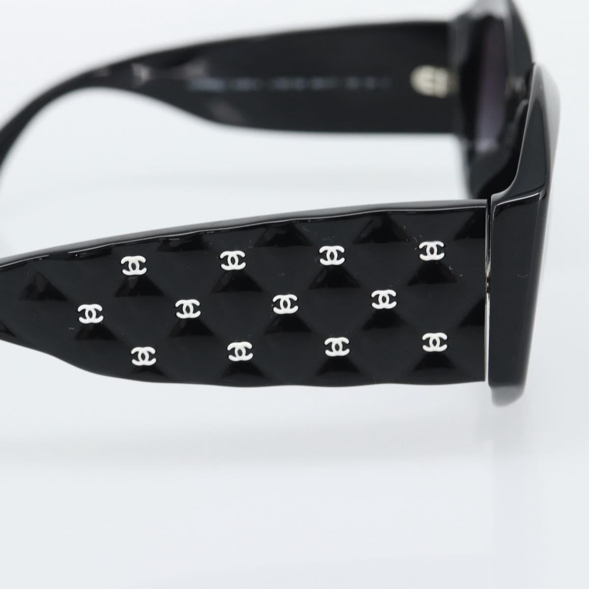 CHANEL Sunglasses Plastic Black CC Auth BA14257M