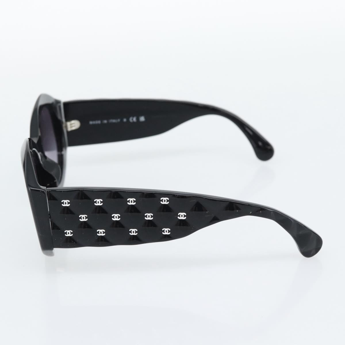CHANEL Sunglasses Plastic Black CC Auth BA14257M