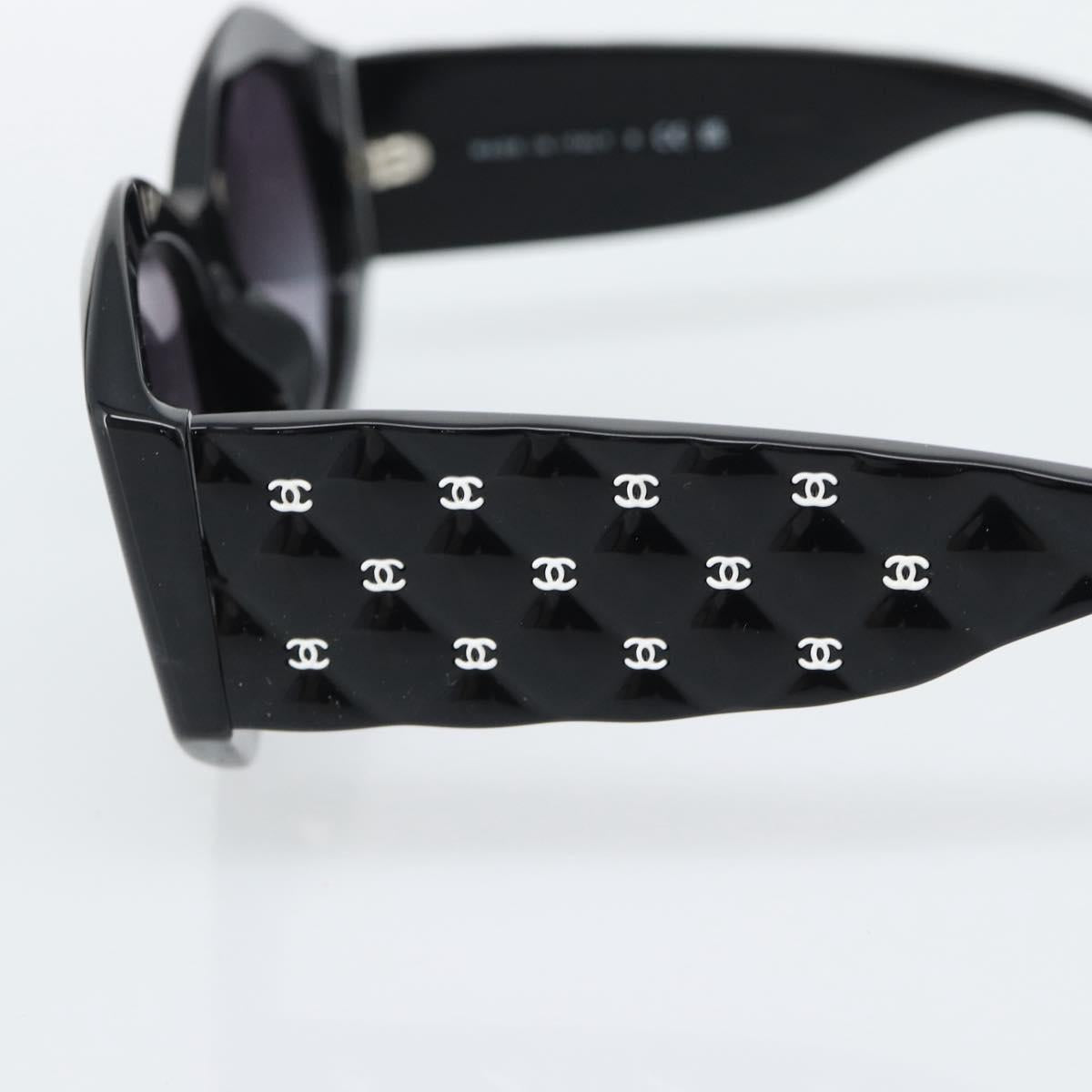 CHANEL Sunglasses Plastic Black CC Auth BA14257M