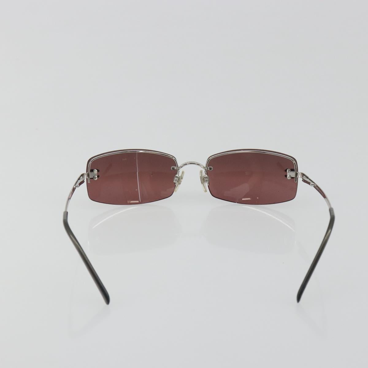 CHANEL Rimless Sunglasses Metal Red Silver CC Auth BA14258M