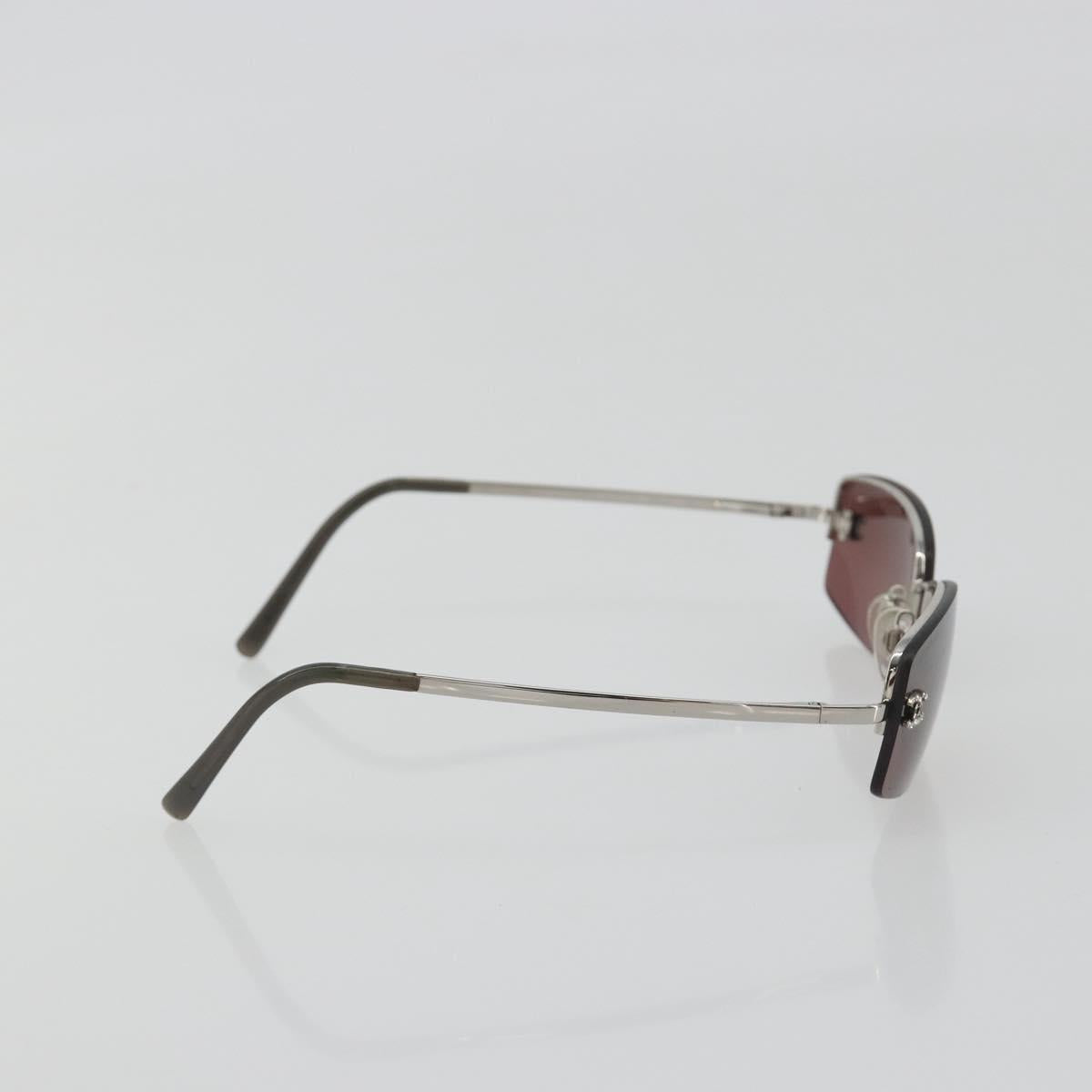 CHANEL Rimless Sunglasses Metal Red Silver CC Auth BA14258M