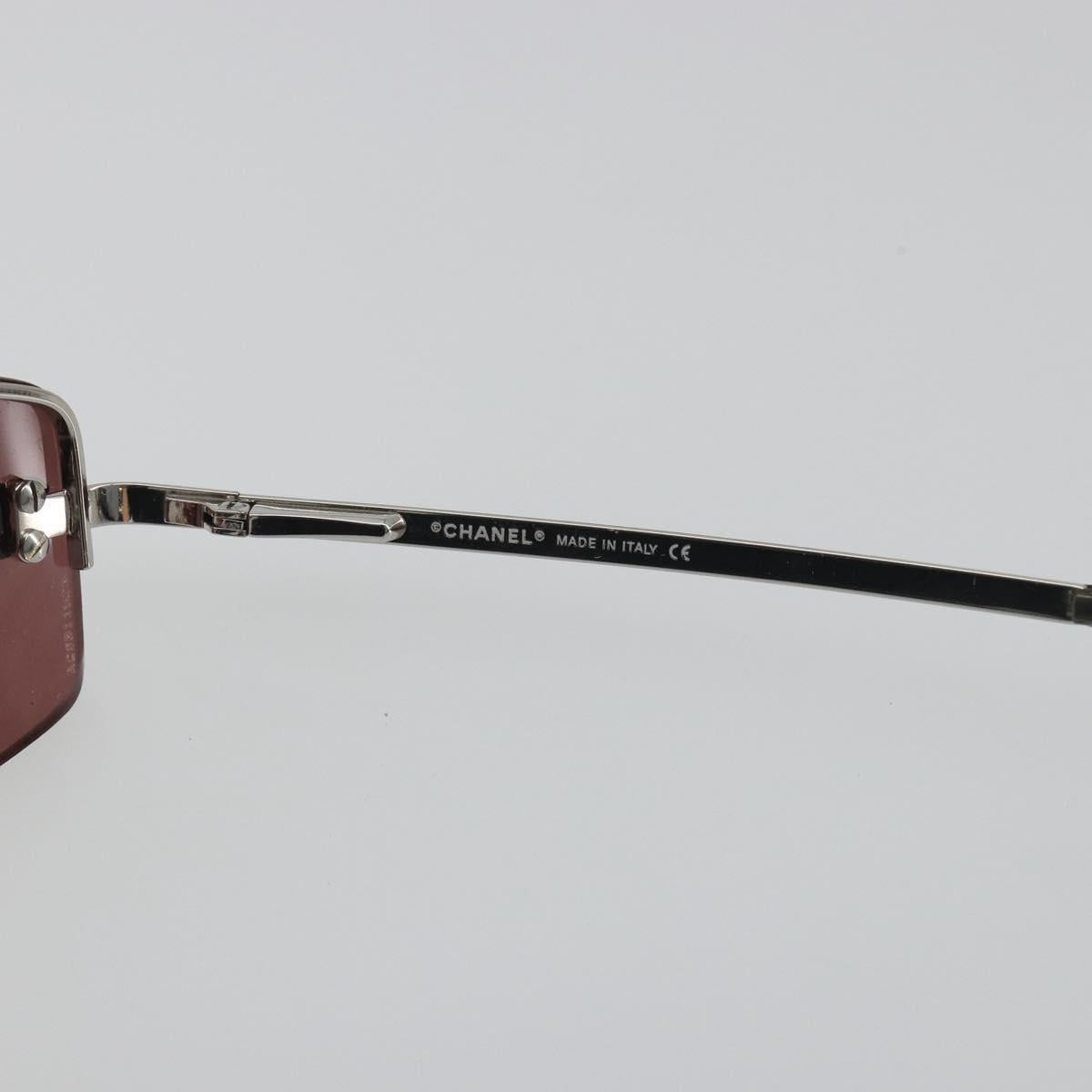 CHANEL Rimless Sunglasses Metal Red Silver CC Auth BA14258M