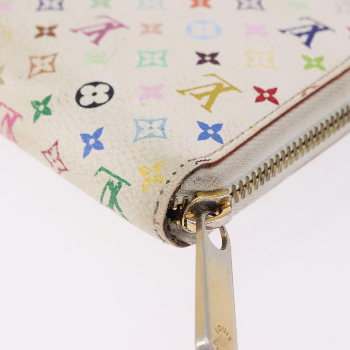 LOUIS VUITTON Monogram Multicolor Zippy Wallet White M60241 LV Auth BA14264