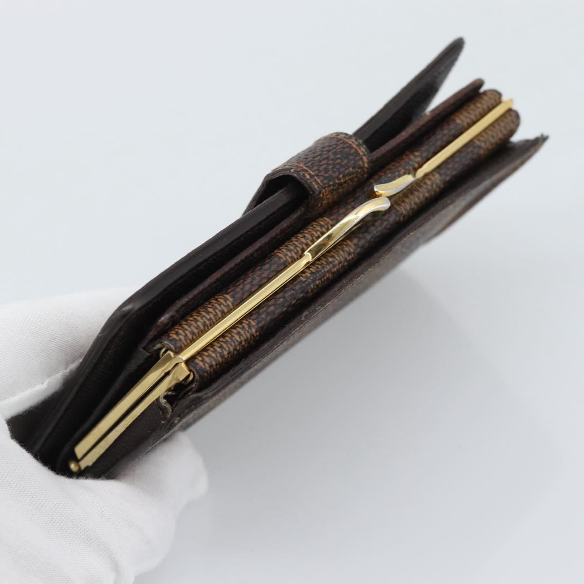 LOUIS VUITTON Damier Ebene Porte Monnaie Billets Viennois N61664 LV Auth BA14268