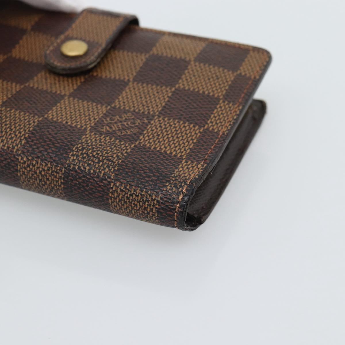 LOUIS VUITTON Damier Ebene Porte Monnaie Billets Viennois N61664 LV Auth BA14268