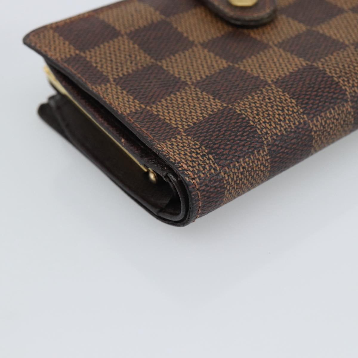 LOUIS VUITTON Damier Ebene Porte Monnaie Billets Viennois N61664 LV Auth BA14268